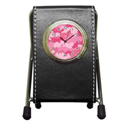 Camo Pink Pen Holder Desk Clock by MooMoosMumma