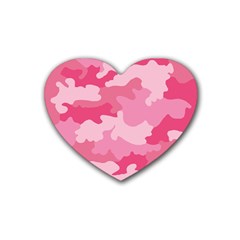 Camo Pink Rubber Coaster (heart)  by MooMoosMumma