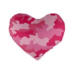 Camo Pink Standard 16  Premium Flano Heart Shape Cushions Front