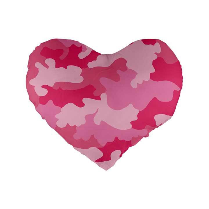 Camo Pink Standard 16  Premium Flano Heart Shape Cushions