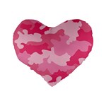 Camo Pink Standard 16  Premium Flano Heart Shape Cushions Back