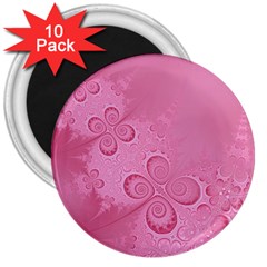 Pink Intricate Swirls Pattern 3  Magnets (10 Pack)  by SpinnyChairDesigns