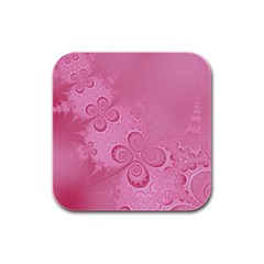 Pink Intricate Swirls Pattern Rubber Square Coaster (4 Pack)  by SpinnyChairDesigns