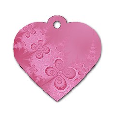 Pink Intricate Swirls Pattern Dog Tag Heart (one Side) by SpinnyChairDesigns