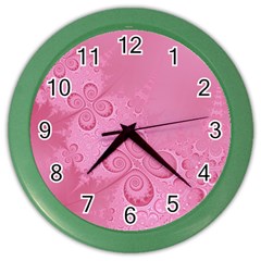 Pink Intricate Swirls Pattern Color Wall Clock by SpinnyChairDesigns