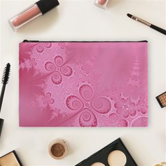 Pink Intricate Swirls Pattern Cosmetic Bag (large) by SpinnyChairDesigns