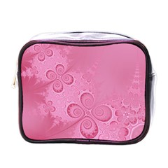 Pink Intricate Swirls Pattern Mini Toiletries Bag (one Side) by SpinnyChairDesigns