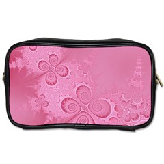 Pink Intricate Swirls Pattern Toiletries Bag (one Side) by SpinnyChairDesigns