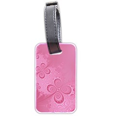 Pink Intricate Swirls Pattern Luggage Tag (two Sides) by SpinnyChairDesigns