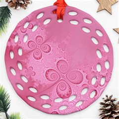 Pink Intricate Swirls Pattern Ornament (round Filigree) by SpinnyChairDesigns