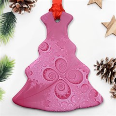 Pink Intricate Swirls Pattern Christmas Tree Ornament (two Sides) by SpinnyChairDesigns