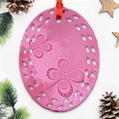 Pink Intricate Swirls Pattern Ornament (oval Filigree) by SpinnyChairDesigns