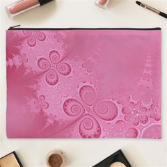 Pink Intricate Swirls Pattern Cosmetic Bag (xxxl) by SpinnyChairDesigns