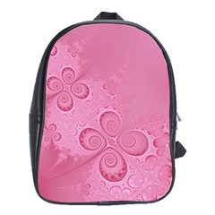 Pink Intricate Swirls Pattern School Bag (xl) by SpinnyChairDesigns