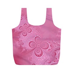 Pink Intricate Swirls Pattern Full Print Recycle Bag (m) by SpinnyChairDesigns