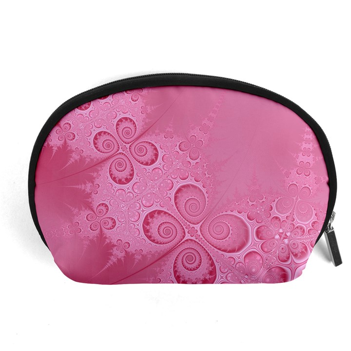 Pink Intricate Swirls Pattern Accessory Pouch (Large)