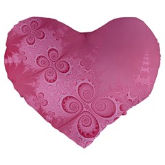 Pink Intricate Swirls Pattern Large 19  Premium Flano Heart Shape Cushions by SpinnyChairDesigns