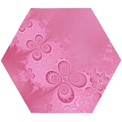 Pink Intricate Swirls Pattern Wooden Puzzle Hexagon by SpinnyChairDesigns