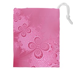 Pink Intricate Swirls Pattern Drawstring Pouch (4xl) by SpinnyChairDesigns