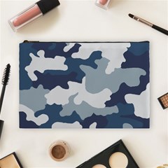 Camo Blue Cosmetic Bag (large)