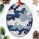 Camo Blue Oval Filigree Ornament (Two Sides) Back