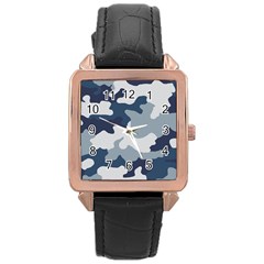 Camo Blue Rose Gold Leather Watch  by MooMoosMumma