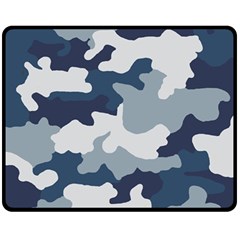 Camo Blue Double Sided Fleece Blanket (medium)  by MooMoosMumma