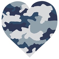 Camo Blue Wooden Puzzle Heart