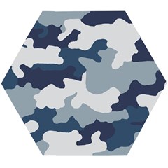 Camo Blue Wooden Puzzle Hexagon by MooMoosMumma