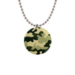 Camo Green 1  Button Necklace Front