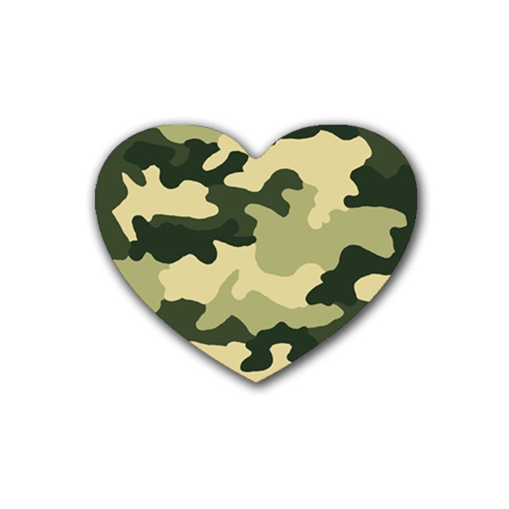 Camo Green Rubber Coaster (Heart) 