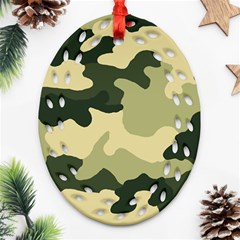 Camo Green Ornament (oval Filigree) by MooMoosMumma