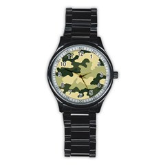 Camo Green Stainless Steel Round Watch by MooMoosMumma