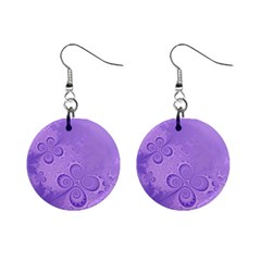 Purple Intricate Swirls Pattern Mini Button Earrings by SpinnyChairDesigns