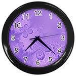 Purple Intricate Swirls Pattern Wall Clock (Black) Front