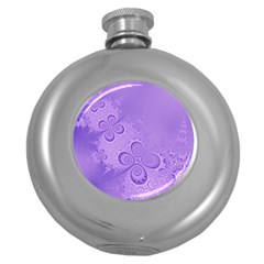 Purple Intricate Swirls Pattern Round Hip Flask (5 Oz) by SpinnyChairDesigns