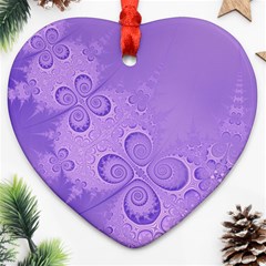 Purple Intricate Swirls Pattern Heart Ornament (two Sides) by SpinnyChairDesigns