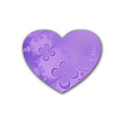 Purple Intricate Swirls Pattern Rubber Coaster (heart)  by SpinnyChairDesigns