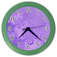 Purple Intricate Swirls Pattern Color Wall Clock by SpinnyChairDesigns