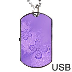 Purple Intricate Swirls Pattern Dog Tag Usb Flash (one Side) by SpinnyChairDesigns