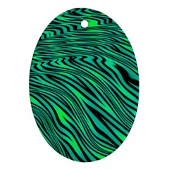 Black And Green Abstract Stripes Pattern Ornament (oval) by SpinnyChairDesigns