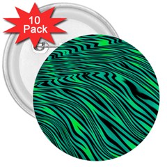 Black And Green Abstract Stripes Pattern 3  Buttons (10 Pack)  by SpinnyChairDesigns