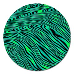 Black And Green Abstract Stripes Pattern Magnet 5  (round) by SpinnyChairDesigns