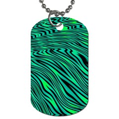 Black And Green Abstract Stripes Pattern Dog Tag (two Sides) by SpinnyChairDesigns