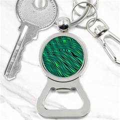 Black And Green Abstract Stripes Pattern Bottle Opener Key Chain by SpinnyChairDesigns