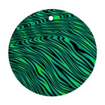 Black and Green Abstract Stripes Pattern Round Ornament (Two Sides) Back