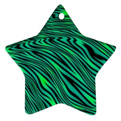 Black And Green Abstract Stripes Pattern Star Ornament (two Sides) by SpinnyChairDesigns