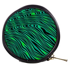 Black And Green Abstract Stripes Pattern Mini Makeup Bag by SpinnyChairDesigns