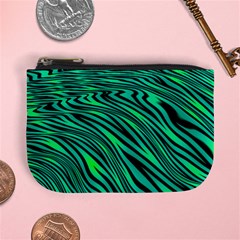 Black And Green Abstract Stripes Pattern Mini Coin Purse by SpinnyChairDesigns