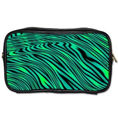 Black And Green Abstract Stripes Pattern Toiletries Bag (two Sides) by SpinnyChairDesigns